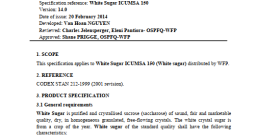 White Sugar Technical Specification